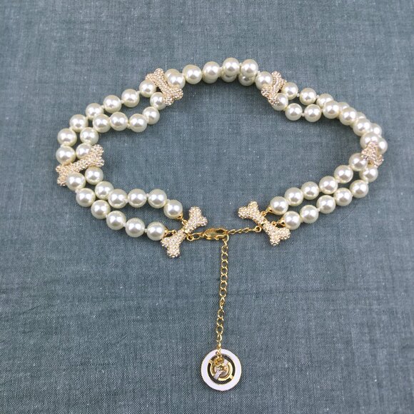 NEW Vivienne Westwood Double layer of Pearl with Bone Rhinestone necklace. - Picture 2 of 9